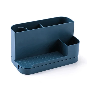 Синя завъртане на срока за съхраняване на канцеларски материали Настолна кутия за съхранение на дом, офис, канцеларски - Изображение 1  