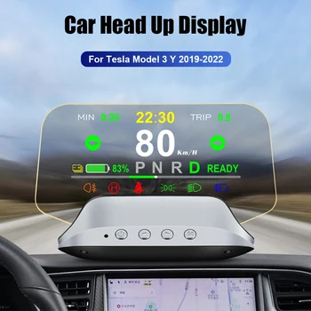 За Tesla, модел 3 Y 2019-2022 Набор от цифрови сигнални HUD Авто централен дисплей Скоростомер об/мин T3 огледален проектор - Изображение 1  
