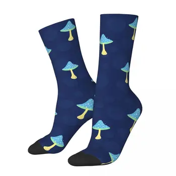 Чорапи Blue And Pots Mushroom Tasty Food Мъжки и дамски Зимни чорапи от полиестер - Изображение 1  