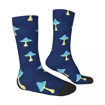 Чорапи Blue And Pots Mushroom Tasty Food Мъжки и дамски Зимни чорапи от полиестер - Изображение 2  