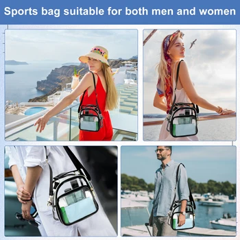 Прозрачната чанта от TPU, прозрачна чанта за жени, мъже, по-голямата голям чанта през рамо с преден джоб, прозрачна чанта за фитнес зала с - Изображение 2  