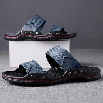 Универсални мъжки летни сандали, дишащи плажни ежедневни обувки, мъжки водоустойчив обувки регулируеми по височина-новите модни мъжки чехли - Изображение 1  