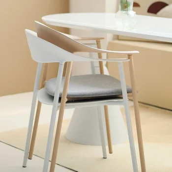 Съвременен стол за хранене в скандинавски стил, Модерен прост железен подлакътник, Сгъване на кафе столове, Минималистичная Мека мебел за дома Sillas De Comedor - Изображение 2  
