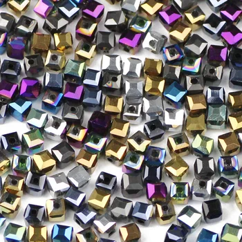 Квадратна форма на Австрийски кристал 4 мм 100шт Квадратно Покритие Стъкло Уплътнение Россыпь мъниста за бижута, Аксесоари за гривни със собствените си ръце - Изображение 1  