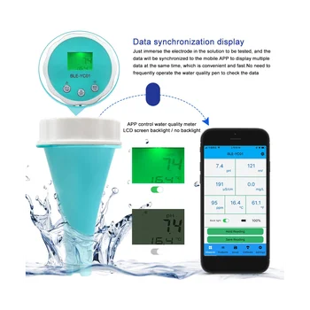 Детектор на качеството на водата 6 В1, умен онлайн Bluetooth, измерване на хлор във водата, PH метър, мощен инструмент за басейн - Изображение 1  