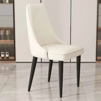 Модерни Европейски трапезни столове, Луксозен кожен Единична Модерен дизайн от метални шезлонги, Salle Manger, Скандинавски мебели - Изображение 1  
