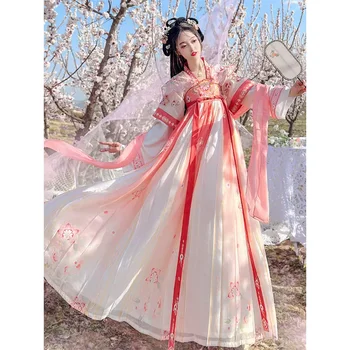 Древното традиционно китайското женско елегантна рокля Hanfu спа пленителен околната среда с бродерия, с костюм за народни танци, ретро рокли за партита на династия Сун - Изображение 1  