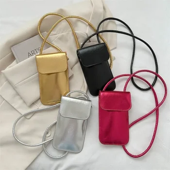 Ежедневни дамски чанти, портмонета и чанти от изкуствена кожа, однотонная чанта за мобилен телефон, дамски чанта през рамо, дамски чанти за пари, чанта-месинджър - Изображение 1  