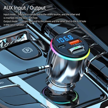 Автомобилен Bluetooth съвместим FM предавател 5.3 Безжичен Fm радио Адаптер, зарядно за Кола BC88 зарядно за Кола - Изображение 1  