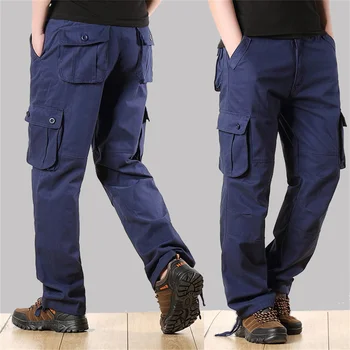 2023 Мъжки военни тактически панталони-карго, ежедневни работни панталони от памук, с множество джобове, туристически панталони за джогинг на открито за мъже, свободни панталони - Изображение 2  