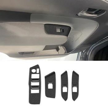 RHD Car Carbon Fiber Window Gl Бутон за Повдигане на Капак на Превключвателя Покритие на Крилото Подлакътник за Toyota Sienta 2022 2023 - Изображение 2  
