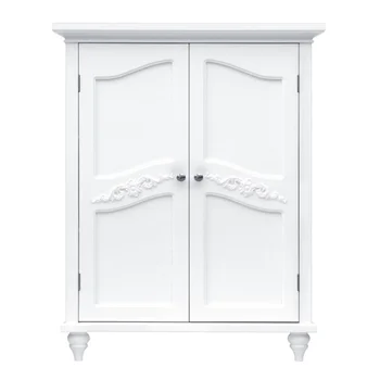 Дървени етаж шкаф Versailles с 2 полка, бели мебели за баня - Изображение 1  