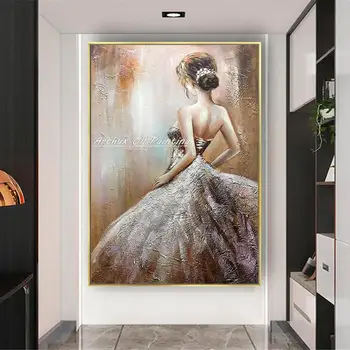 Arthyx, много абстрактни картини с плътна текстура, картини с маслени бои върху платно, момиче ръчно изработени, съвременно стенно изкуство за всекидневната, декорация на дома - Изображение 2  