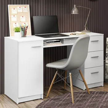Нов компютърен маса 2023 г., Wooden бюро за домашния офис с чекмеджета - Изображение 1  
