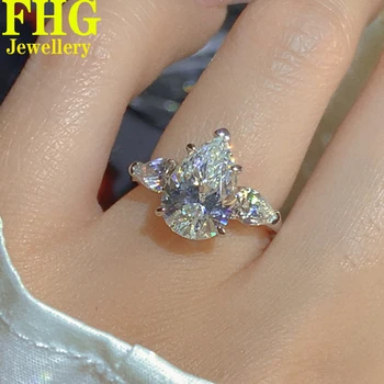 Пръстен от злато крушовидни 3 карата 18 Карата A750 с диамантен пръстен DVVS1 Moissnite диамантен Пръстен за вашата сватба, Годишнина, Годеж, Модерен Пръстен - Изображение 1  