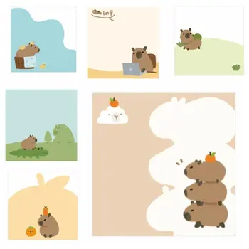 100 Листа Тетрадка Capybara Capybara, Тефтери с мультяшными съобщения, Кавайные Сладки Стикери за бележки, Офис - Изображение 1  