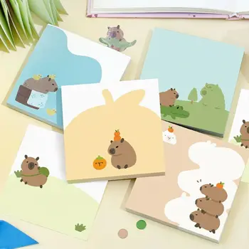 100 Листа Тетрадка Capybara Capybara, Тефтери с мультяшными съобщения, Кавайные Сладки Стикери за бележки, Офис - Изображение 2  