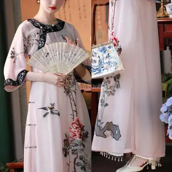 2024 нов китайски стил на традиционното източно женски винтажное рокля с елегантно парти с много ръкав и цветен модел cheongam oriental hanfu dress - Изображение 2  