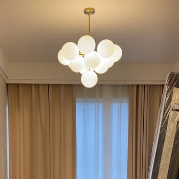 модерна луксозна стъклена полилей, осветление, декорация на хола, маса за хранене, висящ лампа за ресторант, апартаменти, окачена лампа - Изображение 2  