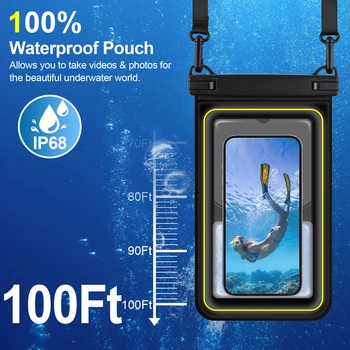Водоустойчиви калъфи за телефони HAISSKY IP68, голяма плавательная чанта за съхранение, универсални непромокаеми торби през рамо с регулируема шнурком - Изображение 2  