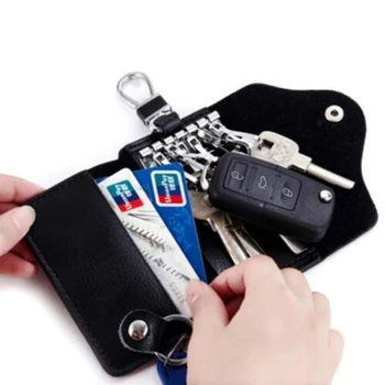 Ключодържател от изкуствена кожа за мъже и жени, Държач за ключове, чанта-органайзер, в чантата си за ключовете от колата, икономка, чанта за карти - Изображение 2  