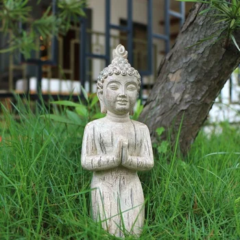 Японски мини-статуята на молящегося на Буда, скулптура, статуетка монах на фън шуй от смола за украса на градината, аксесоари за украса на дома, модерни - Изображение 2  