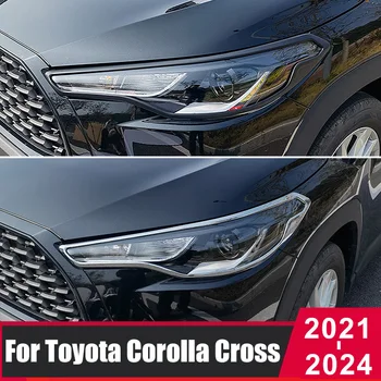 За Toyota Corolla Cross XG10 2021 2022 2023 2024 ABS Авто Предни Главоболие Светлината на Прожекторите на Капака Лампи Калъф Довършителни Формоване Рамка Етикети - Изображение 1  