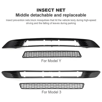 Усъвършенстване на решетка от насекоми за Tesla Model 3 Y 2020-2023 Клетъчна решетка на бронята на автомобила, покриване на входящия въздух на Предната мрежа от насекоми, Аксесоари - Изображение 2  