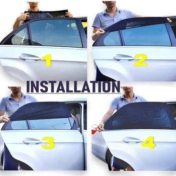 Стъкла навес -2 пакет дишаща мрежа отзад на колата странично нюанс прозорец козирка UV-защита за детето си домашен любимец - Изображение 2  