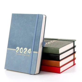 Планер 2024 година, Календар, дневния ред, английски Бележник формат А5, бележка книги, дневник, седмичен, бележник за записи, Офис и ученически пособия - Изображение 1  