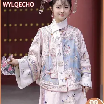 Древна дрехи с принтом на династията Цин, женски дъждобран Hanfu, поли, бродирани китайски коприни, принцеса Hanfu, Пълен комплект - Изображение 1  