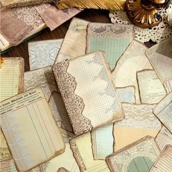 Материал на notepad 50 парчета Хартия Носталгично изкуство Ретро Основата на бележник за писане Украса под формата на колаж scrapbooking 175 * 105 мм - Изображение 1  
