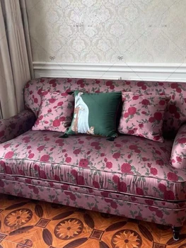 Старинна Роза, Малък апартамент, хол, Любовно стол, Реколта плат от масивно Дърво, Дизайнерски мебели за спалня, диван - Изображение 2  