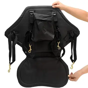 Възглавница за седалка каяк с чанта за съхранение, регулируеми подвижни ремъци, черен за - Изображение 1  