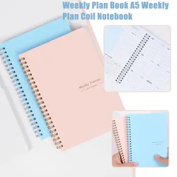 Седмичен План Book A5 Седмичен План Coil Notebook Седмичен Пълен Книгата План за Самостоятелно Plan Изпълнен с Бележник Book Седмичен График Coil Инж. P1Y6 - Изображение 1  