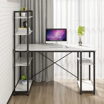 Просто практично компютърно бюро за домашния офис-студио, бюро с рафт за книги, офис бюра - Изображение 2  