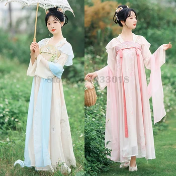 Ретро Китайската Традиционна Древна облекло на Жените с Елегантен стил принцеса Hanfu Ретро Нестандартен Костюм Следа Костюм за танцово представяне - Изображение 1  
