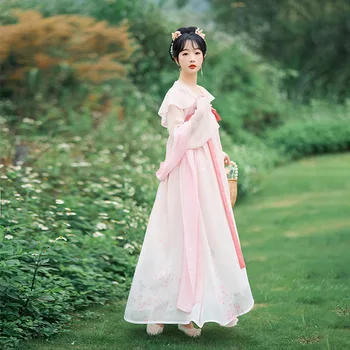 Ретро Китайската Традиционна Древна облекло на Жените с Елегантен стил принцеса Hanfu Ретро Нестандартен Костюм Следа Костюм за танцово представяне - Изображение 2  