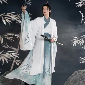 Мъжки костюм за изяви с бродерия под формата на китайски дракон Hanfu, костюм в стил ретро, традиционната рокля за изказвания дневно в Китай - Изображение 2  
