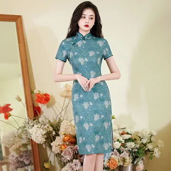 Годишният син 2023 г., подобрени стил Чонсам в ретро-стил, както по размер, Ципао, вечерна рокля в китайски стил за жени, директна доставка - Изображение 1  