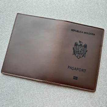 Кожени корици за паспорти на Република Молдова, персонализирана корица за паспорт на Република Молдова от естествена кожа, калъфи за паспорти - Изображение 2  