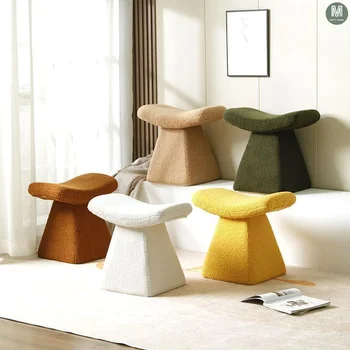 Скандинавски мебели Разтегателен диван и табуретки за хол, столче за грим в спалнята, столче за преобличане обувки на верандата, Модерни прости седалки, Модерен шезлонг - Изображение 1  