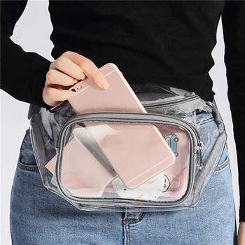 Дамски поясная чанта, изработена от PVC, поясная чанта, набедренная чанта, Прозрачна нагрудная чанта, че плаващите чанти за съхранение на мобилни телефони. - Изображение 1  