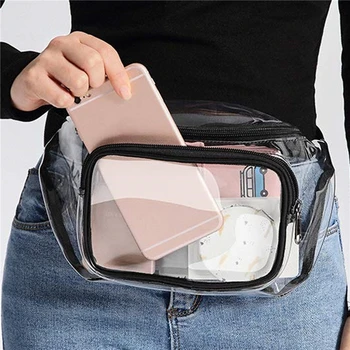 Дамски поясная чанта, изработена от PVC, поясная чанта, набедренная чанта, Прозрачна нагрудная чанта, че плаващите чанти за съхранение на мобилни телефони. - Изображение 2  