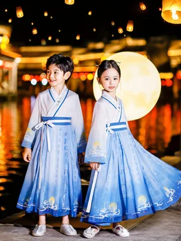 Детска китайска реколта дрехи, рокля с дълги ръкави за момчета и момичета, подарък за парти - Изображение 1  