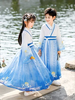 Детска китайска реколта дрехи, рокля с дълги ръкави за момчета и момичета, подарък за парти - Изображение 2  