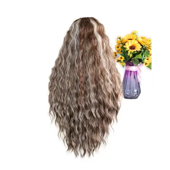 Жена дълги вълнообразни перука, хит на продажбите, 28-инчов натурален случайни перука с swirls в центъра - Изображение 2  