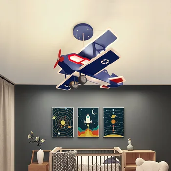 Окачен лампа под формата на детски самолет OULALA, Ретро led творчески Син Модерен cartoony лампа за декор на Детска стая на Детска градина - Изображение 2  