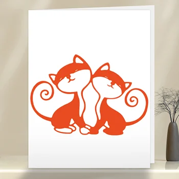 Love Cats Метални режещи печати, Печати за подпечатване на Катер, Хартиена пощенска картичка, Албум за scrapbooking Шаблон за производство на форми, Декор, Шаблони - Изображение 1  