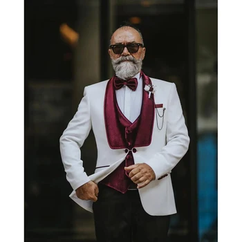 Красив Мъжки Сватбен Костюм по поръчка, Комплект от 3 теми (Яке + Панталон + Елек), на Официалния Най-добър Мъжки Блейзър За Бала, Дрехи trajes de hombre - Изображение 1  
